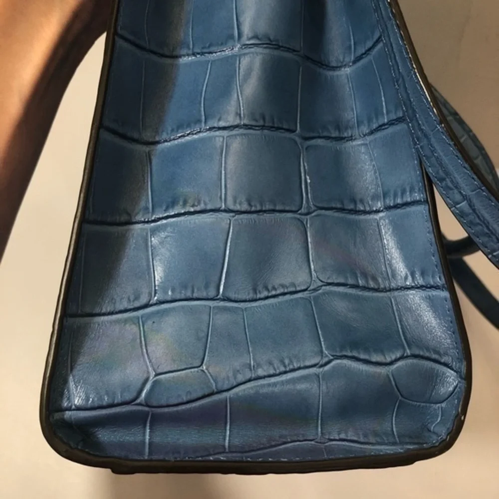 Michael Kors blue embossed leather dillion bag